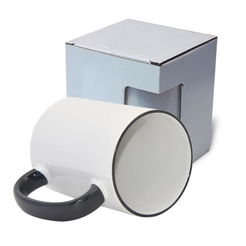 Mok MAX A + 450 ml met een zwart handvat en een kartonnen doos KAR5 Sublimation Thermal Transfer