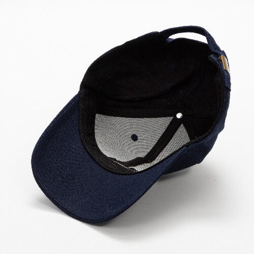 Cotton baseball cap with round velcro patch for sublimation - navy blue