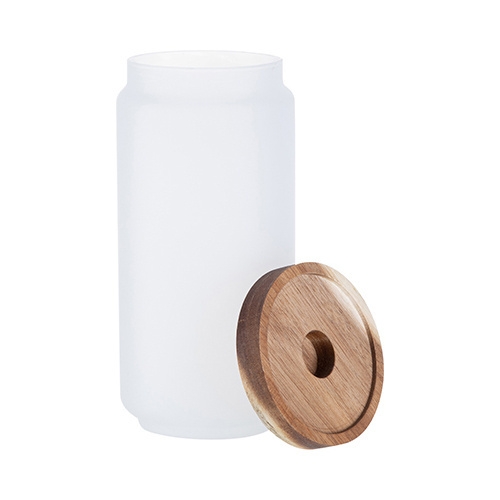 Pojemnik szklany 950 ml z drewnianą pokrywką do sublimacji