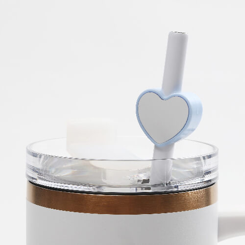 Silicone straw cap Ø 0,8 / 1 cm for sublimation - blue heart