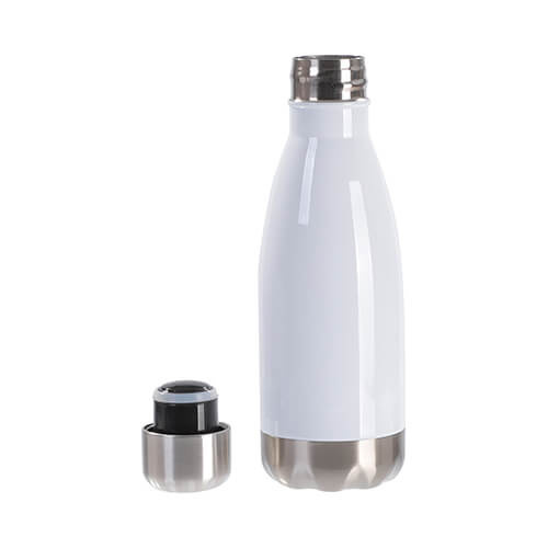 Flaske 350 ml til sublimering - hvid med sølvfarvet bund