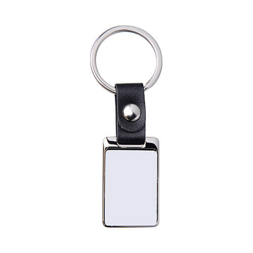 Metalen sleutelhanger voor sublimatie - kleine rechthoek op zwarte band