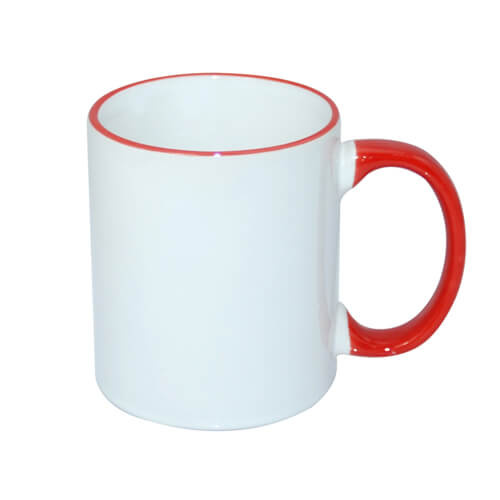 Mugg A + 330 ml med rött handtag Sublimation Thermal Transfer