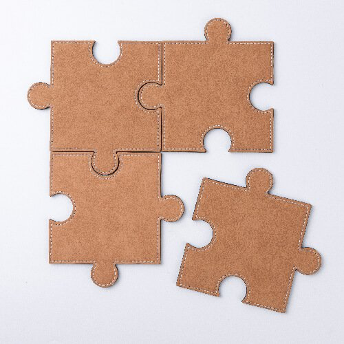 Leren puzzelvormig mokkenplateau voor sublimatie - bruin