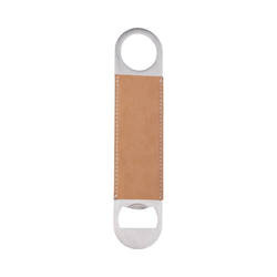Flasköppnare 4 x 17,7 cm i stål och läder för sublimering - brun