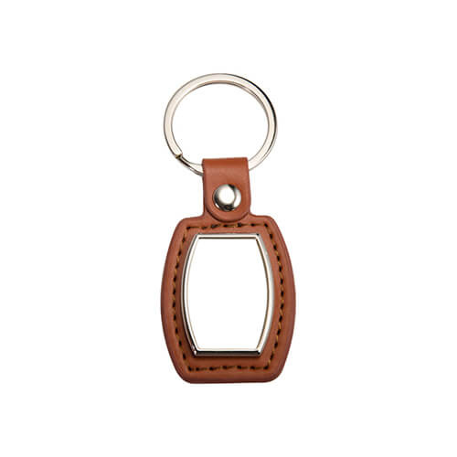 Privjesak za ključeve od kože i metala za sublimaciju - bačva - smeđa