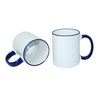 Mugg A + 330 ml med marinblått handtag Sublimation Thermal Transfer