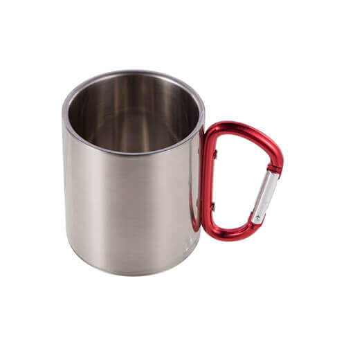 Metalna šalica za sublimaciju od 200 ml s karabiner ručkom - srebrna