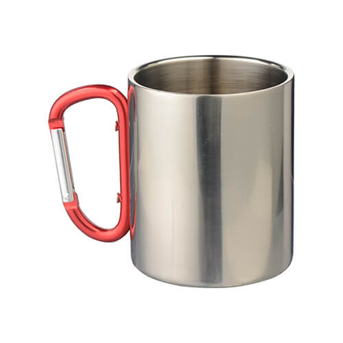 Metallimuki 300 ml sublimaatiota varten karabiinisilmukalla - hopea