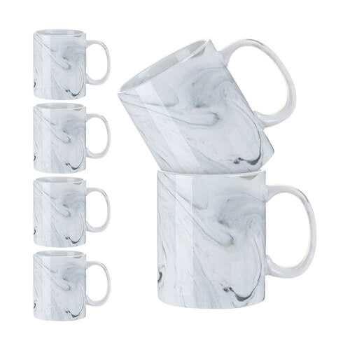 Set de 6 mugs 330 ml pour sublimation - marbre gris