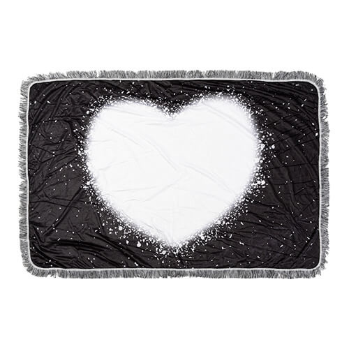 Pobeljena plišasta odeja Starry Black Heart za sublimacijo