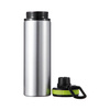 850 ml silver aluminum water bottle with a screw cap with a green insert for sublimation