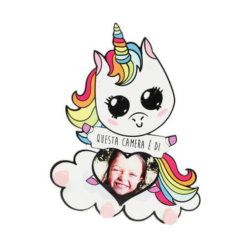 MDF vješalica za sublimaciju - Jednorog - ružičasti krugovi