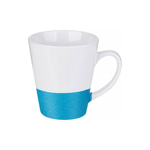 Mug Latte 300 ml avec ceinture de brocart pour sublimation - bleu