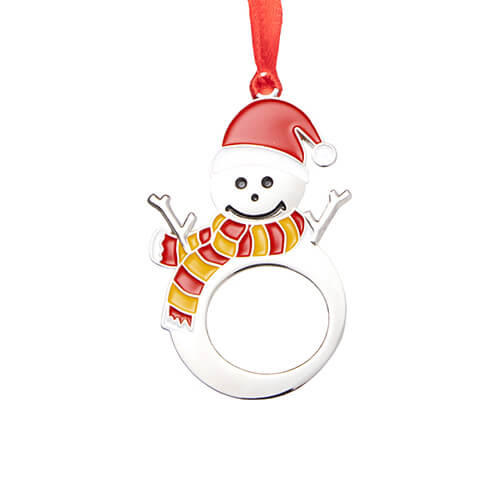 Pendentif sapin de Noël en métal pour sublimation - bonhomme de neige