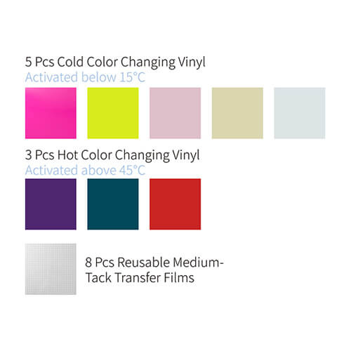 Set of 8 sheets of self-adhesive changing color