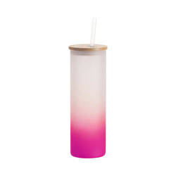 600 ml frosted mug with bamboo lid and sublimation straw - purple gradient