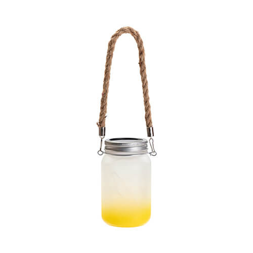 Lanterne 450 ml avec anse en ficelle - dégradé jaune