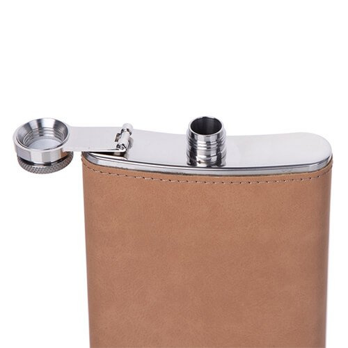 240 ml metalen borstplaat met bruine leren hoes voor sublimatie