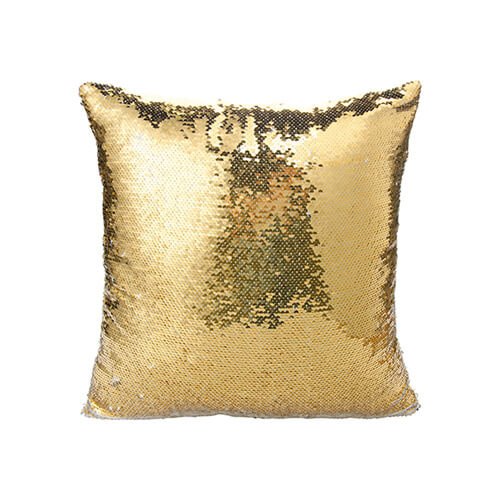 Pudebetræk 40 x 40 cm med pailletter til sublimering - guld