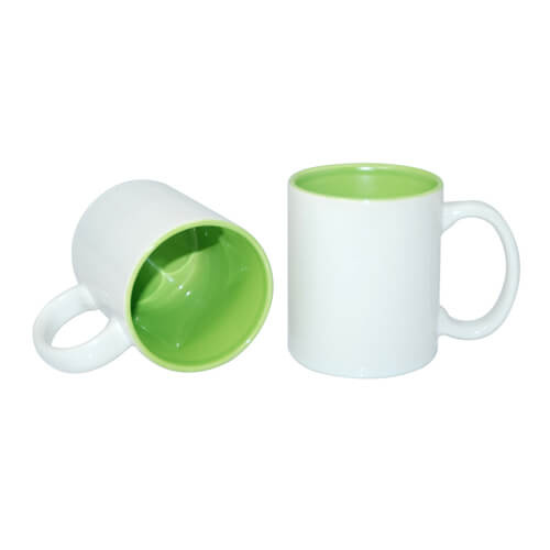 Mug blanc A+ 330 ml avec intérieur vert clair Sublimation Transfert Thermique