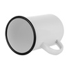 Taza de 450 ml esmaltada blanca con borde negro para impresión por termotransferencia