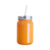 Cană de sticlă Mason Jar Full Color 450 ml fără ochiuri pentru sublimare - portocaliu