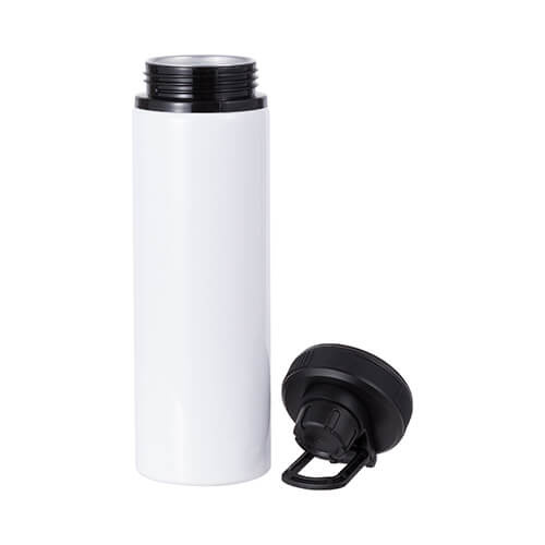 850 ml aluminium fles wit met dop en zwart sublimatie-inzetstuk