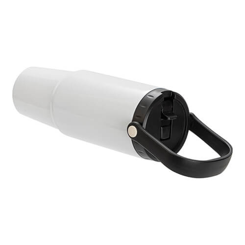 Taza de viaje de acero inoxidable de 1080 ml con tapa y boquilla de sublimación - blanco