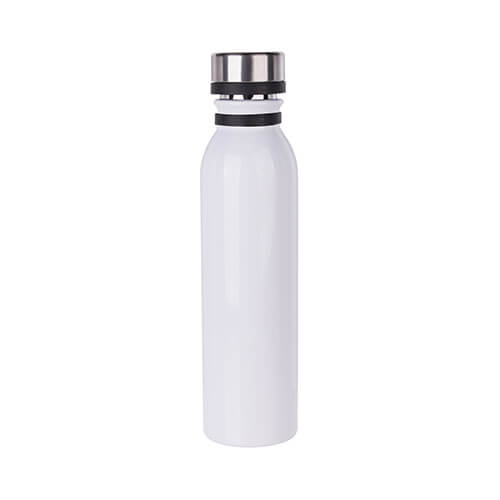 Botella de agua de Steel inoxidable de 600 ml con mango de goma de sublimación - blanco