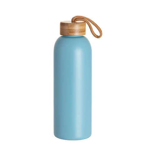 Bouteille en verre dépoli de 750 ml avec bouchon en bambou pour sublimation - bleu ciel