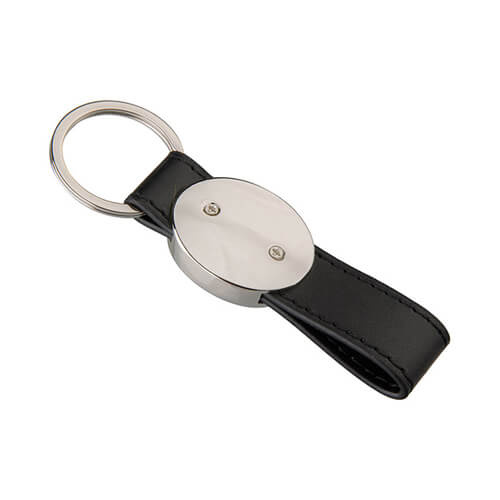 Colgante de cuero y metal para sublimación - ovalado - negro