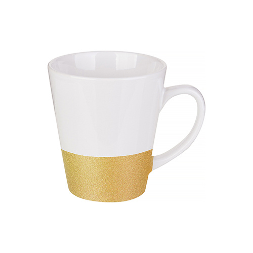 Vrč za latte 300 ml z bleščečim trakom za sublimacijo - zlati