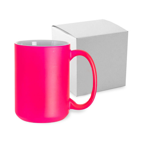 Max Fluo Color-krus - pink, mat til termotransfer med papkasse - KAR5