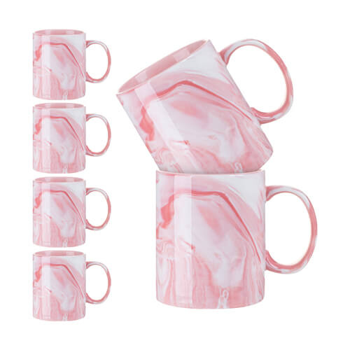 Set of 6 mugs 330 ml for sublimation - pink marble