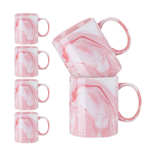 Komplekt 6 330 ml kruusi sublimatsiooni jaoks - roosa marmorist