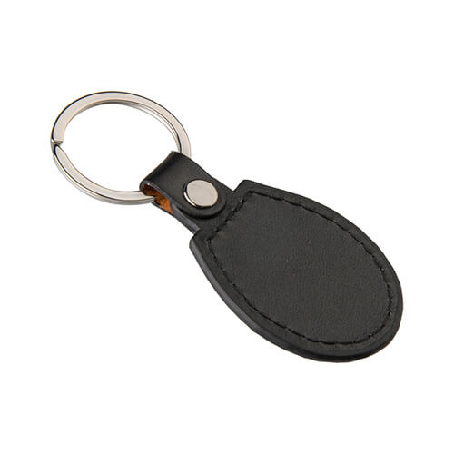 Colgante de cuero y metal para sublimación - ovalado - negro