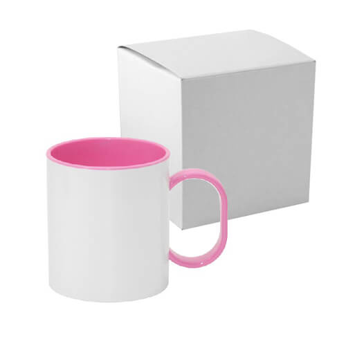 Plastični vrč 330 ml FUNNY roza s kartonsko škatlo Sublimacija s toplotnim prenosom