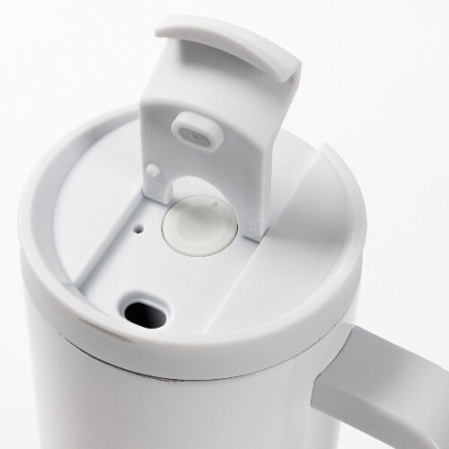 1200 ml mugg med sugrör och ljusgrått handtag för sublimering - vit