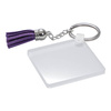 Acryl sleutelhanger voor sublimatie - vierkant met paarse kwastjes