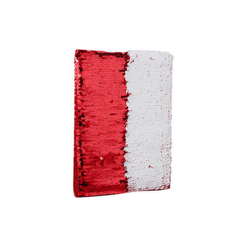 Cahier A5 avec couverture avec paillettes pour sublimation - rouge