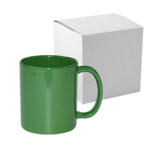 Mug Full Color - green glossy for thermal transfer with cardboard box