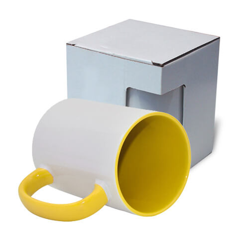 MAX bögre 450 ml FUNNY sárga, kartondobozban KAR5 szublimációs hőátvitel