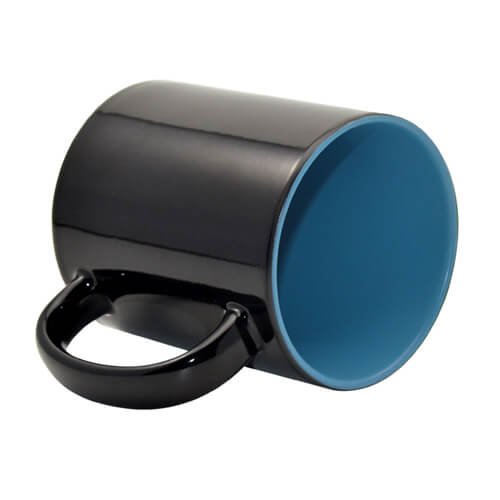 Mug magique 330 ml noir avec intérieur bleu ciel Sublimation Transfert Thermique