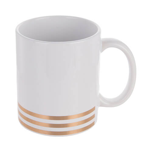 Mug 330 ml avec trois rayures dorées pour la sublimation