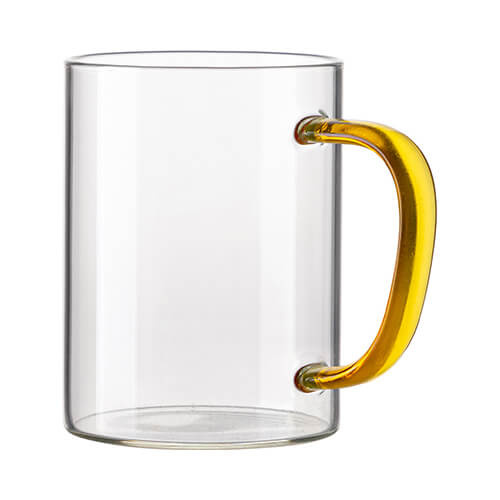 Glas 450 ml med gul kant til sublimering