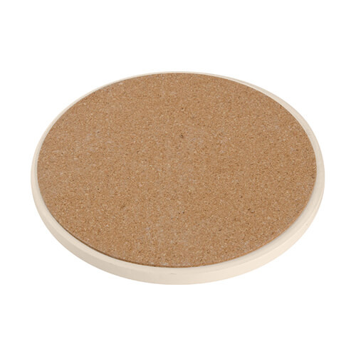 Round mug coaster made of sandstone and cork for sublimation