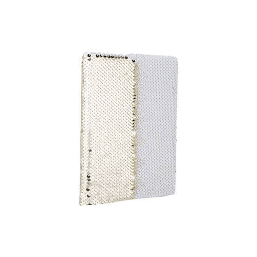 Cuaderno A5 con tapa con lentejuelas para sublimación - dorado