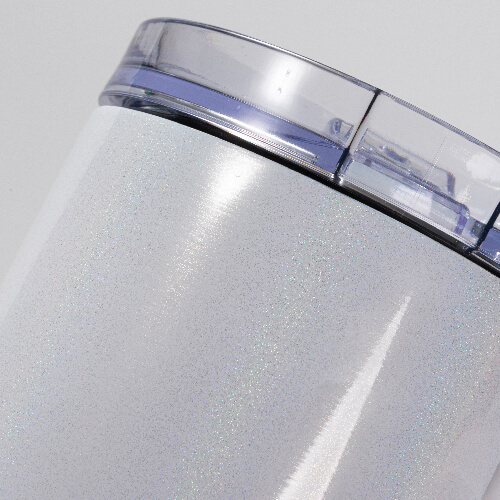 Cană din oțel inoxidabil 1200 ml cu capac și pai pentru sublimare - alb iridescent