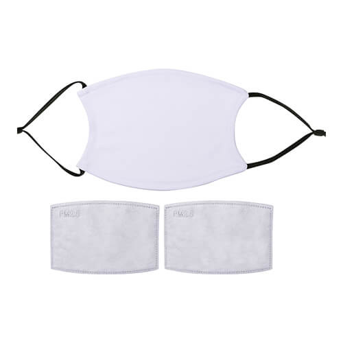 Un grand masque facial avec filtre pour sublimation (gommes noires)
